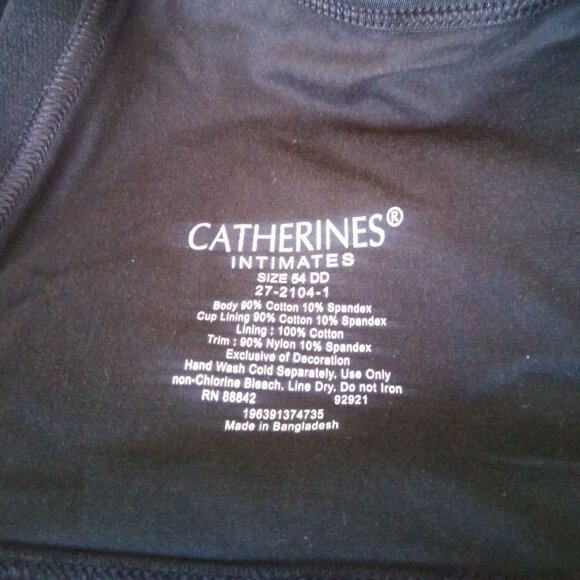 Catherines Black Cotton Comfort Wireless Bra- 54DD- NWT - Picture 4 of 5
